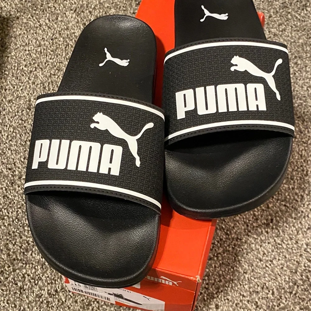Puma Black and White Slide Sandals